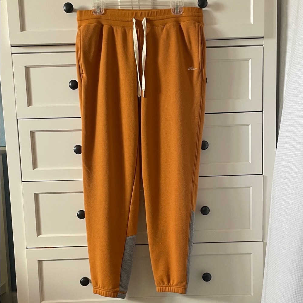 LL Bean Women’s Signature Orange Jogger w/ Gray Detail Drawstring Waistband - M